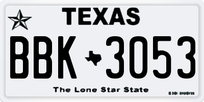 TX license plate BBK3053
