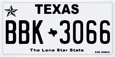 TX license plate BBK3066