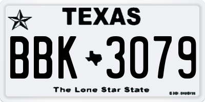 TX license plate BBK3079