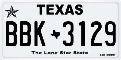 TX license plate BBK3129