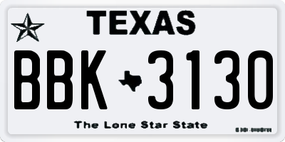TX license plate BBK3130