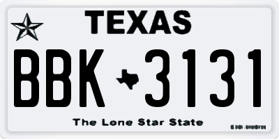 TX license plate BBK3131