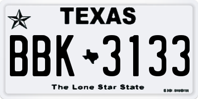 TX license plate BBK3133