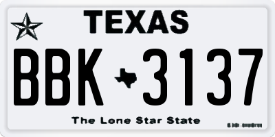 TX license plate BBK3137