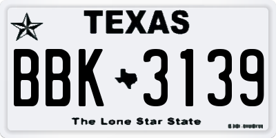 TX license plate BBK3139