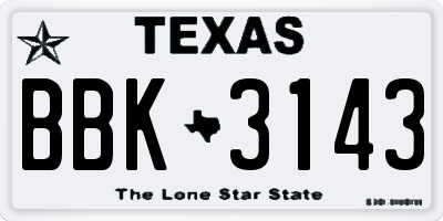 TX license plate BBK3143