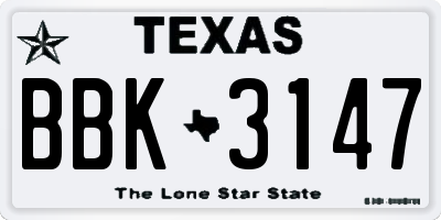 TX license plate BBK3147