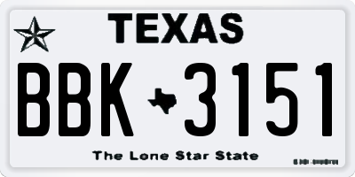 TX license plate BBK3151