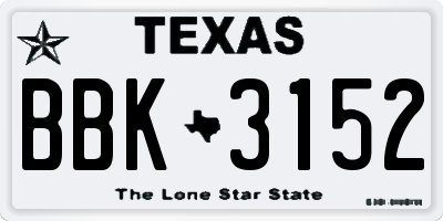 TX license plate BBK3152