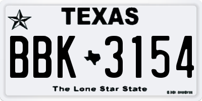 TX license plate BBK3154