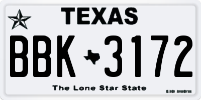 TX license plate BBK3172