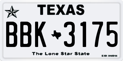 TX license plate BBK3175