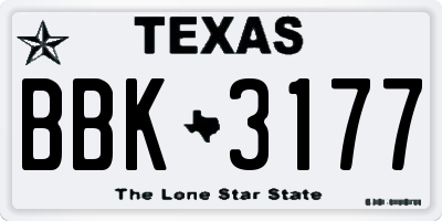 TX license plate BBK3177