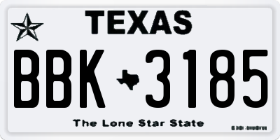 TX license plate BBK3185