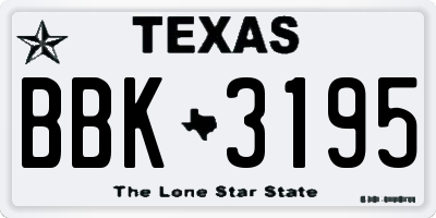 TX license plate BBK3195