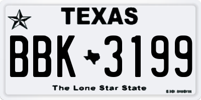 TX license plate BBK3199