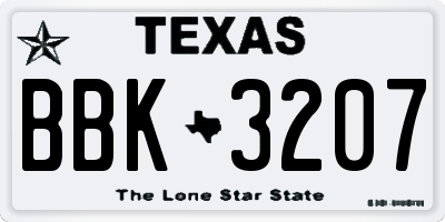 TX license plate BBK3207