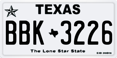 TX license plate BBK3226