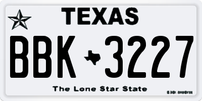 TX license plate BBK3227