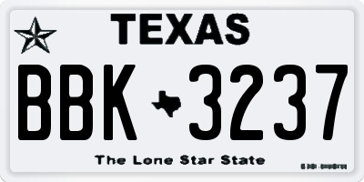 TX license plate BBK3237