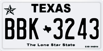 TX license plate BBK3243