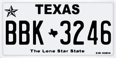 TX license plate BBK3246