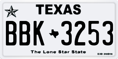 TX license plate BBK3253