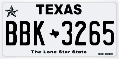 TX license plate BBK3265