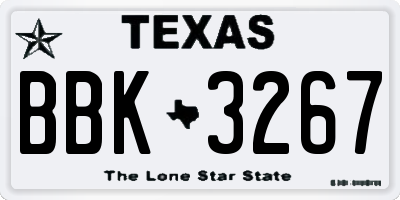 TX license plate BBK3267