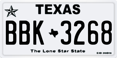 TX license plate BBK3268