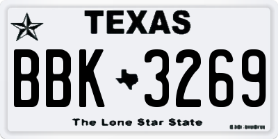 TX license plate BBK3269