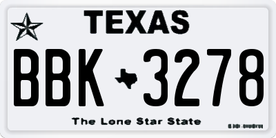 TX license plate BBK3278