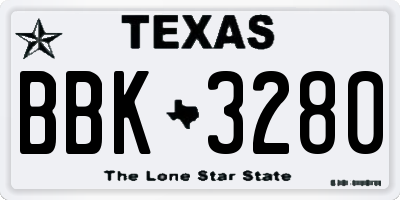 TX license plate BBK3280