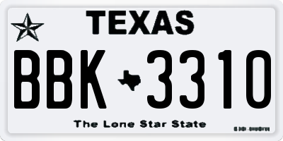 TX license plate BBK3310