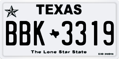 TX license plate BBK3319