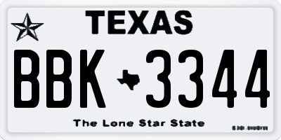TX license plate BBK3344