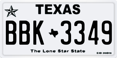 TX license plate BBK3349