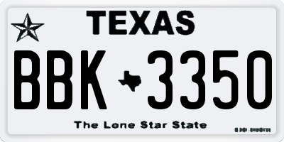 TX license plate BBK3350