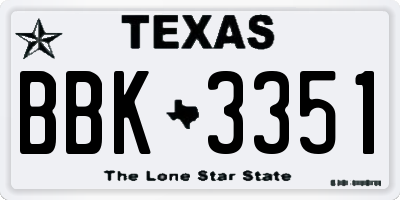 TX license plate BBK3351