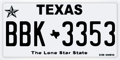 TX license plate BBK3353