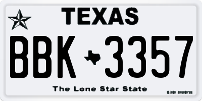 TX license plate BBK3357