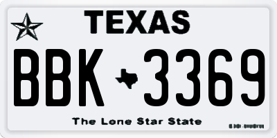 TX license plate BBK3369