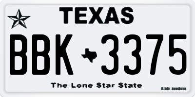 TX license plate BBK3375