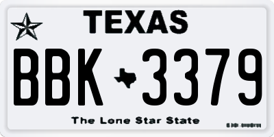 TX license plate BBK3379