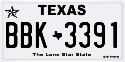 TX license plate BBK3391