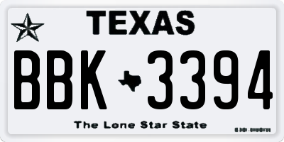 TX license plate BBK3394