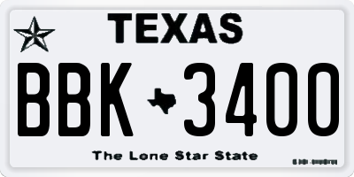 TX license plate BBK3400