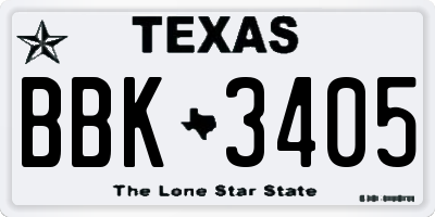 TX license plate BBK3405