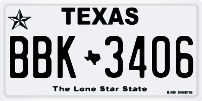 TX license plate BBK3406