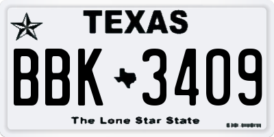 TX license plate BBK3409
